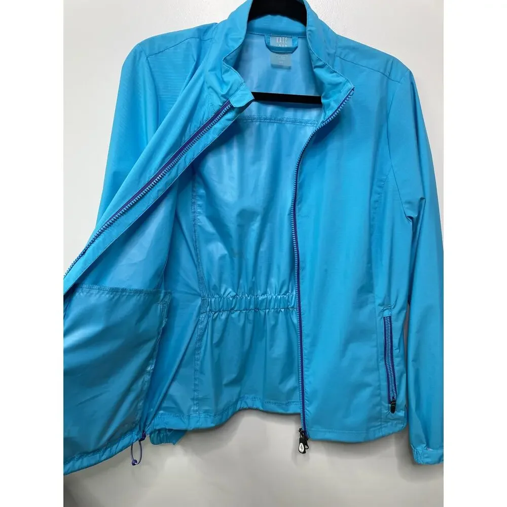 Kate Lord Full Zip Windbreaker Golf Jacket Outerwear Long Sleeve Collar Blue‎ M